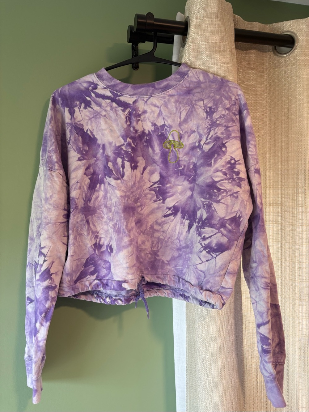 Purple Tie-Dye Cropped Crewneck Sweatshirt